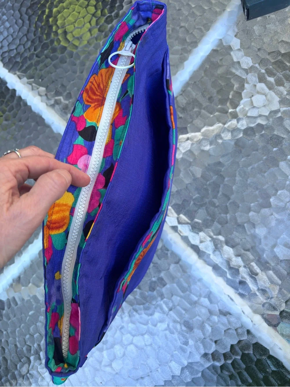 Bechamel Vintage, Vibrant Royal Blue Floral Strap Crossbody Bag